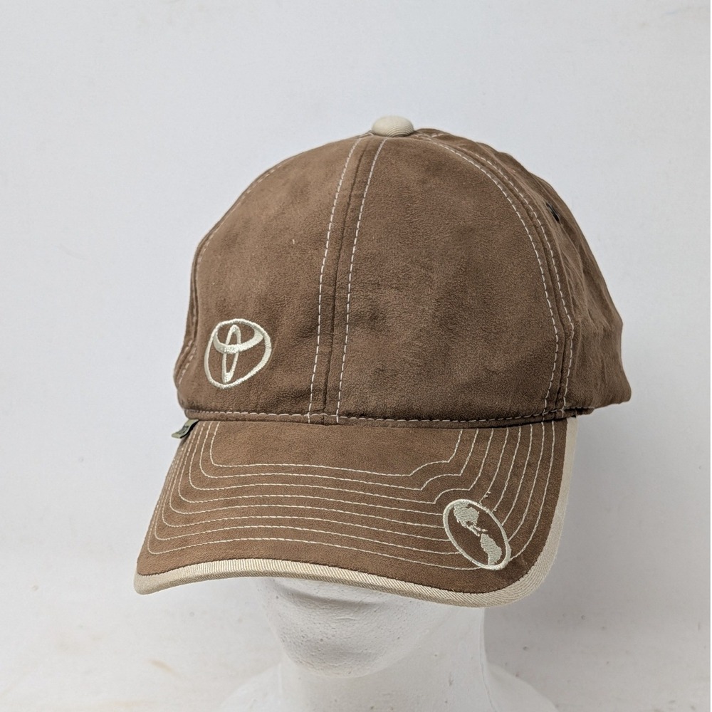Toyota Moving Forward Planet Kaizen Brown Faux Suede Baseball Cap Hat Mens OSFA